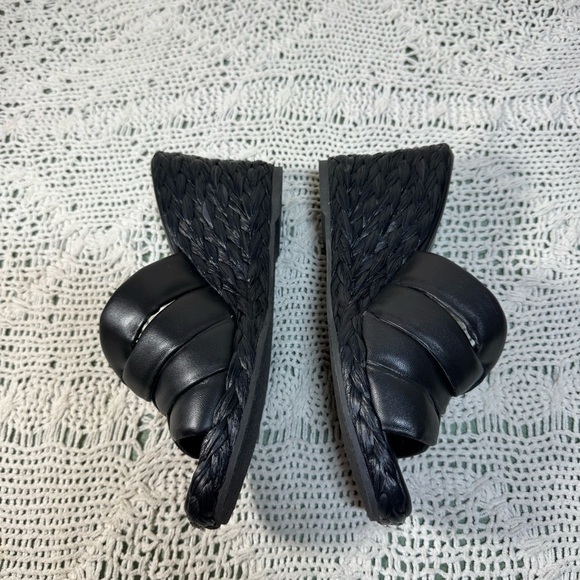 Vince Black Leather Wedges *Gilian Espadrille Wedges* Size 8.5 - Picture 2 of 7